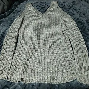 Vneck cut out shoulder sweater